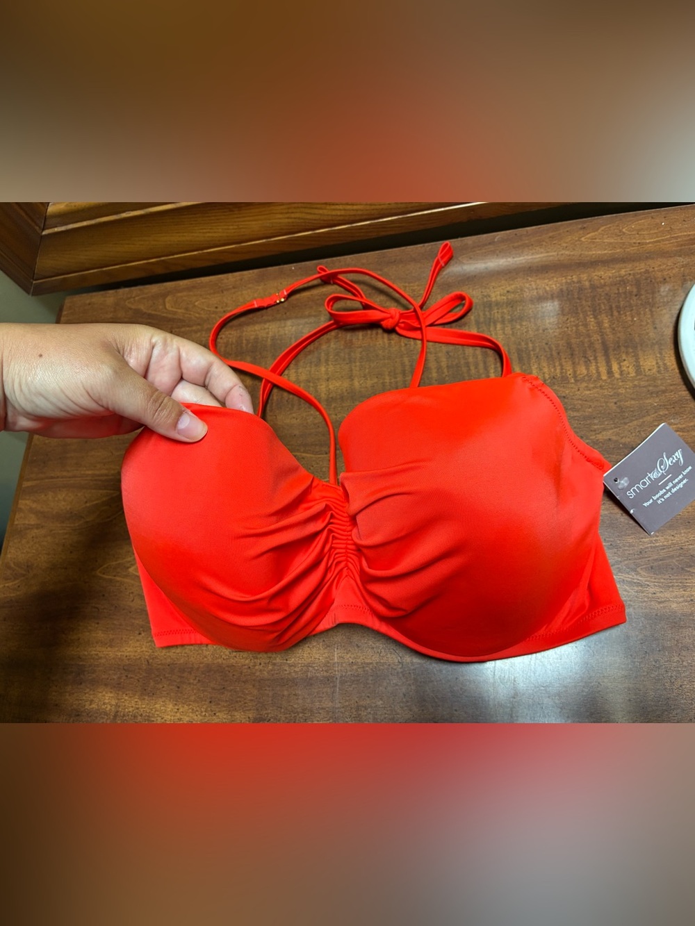 smart & sexy Red Bandeau Bikini Top